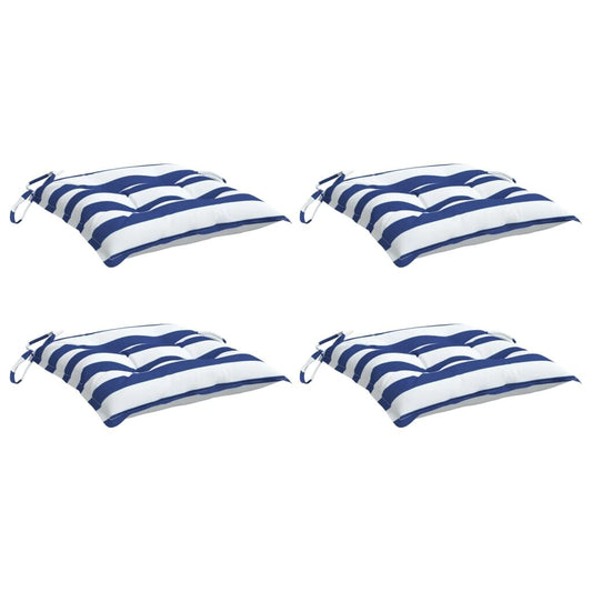 Vidaxl Cojines De Silla 4 Uds Tela A Rayas Azul Y Blanco 40x40x7 Cm_0