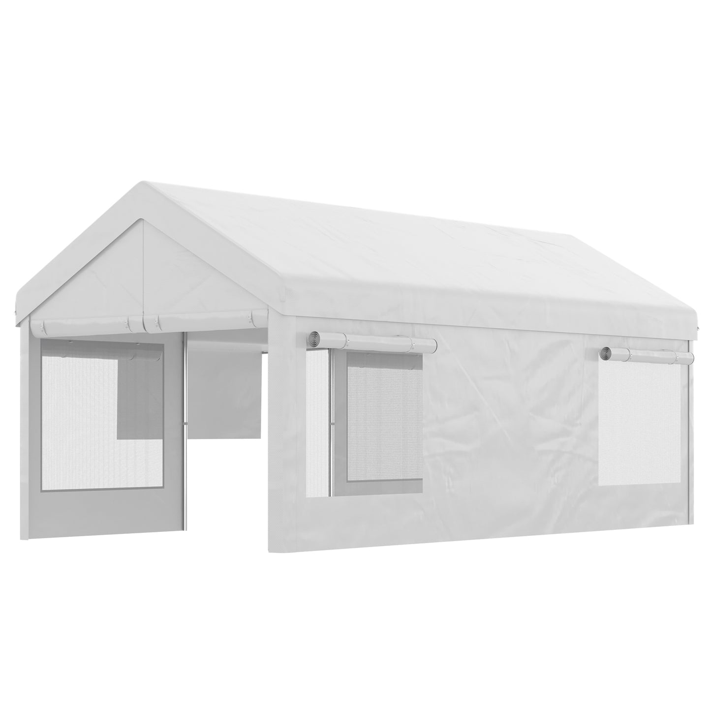 Outsunny Carpa De Jardín 6x3m 3 Puertas Extraíbles Ventanas De Malla Enrollables_3