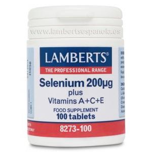 Selenio + Vitaminas A, C y E Lamberts 100 tabletas 200mcg