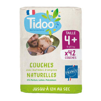 Pañales tidoo Pañal etiquetado ecológico, origen francés, talla 4+ (9-20kg)