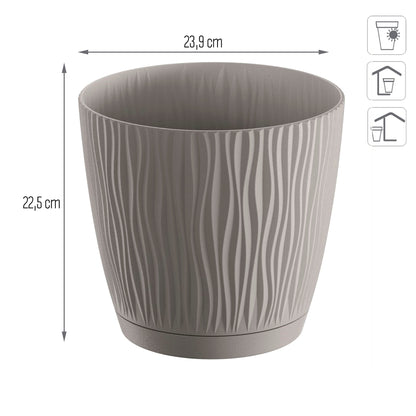 Maceta Sandy P, Dimensiones (mm) 239x239x225, Color Gris Piedra