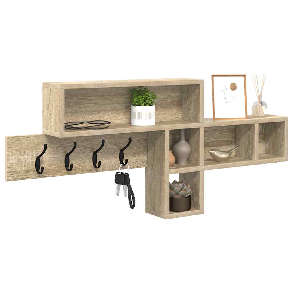 Perchero De Pared Con Estante Roble Sonoma 100 X 12 X 43,5 Cm_2