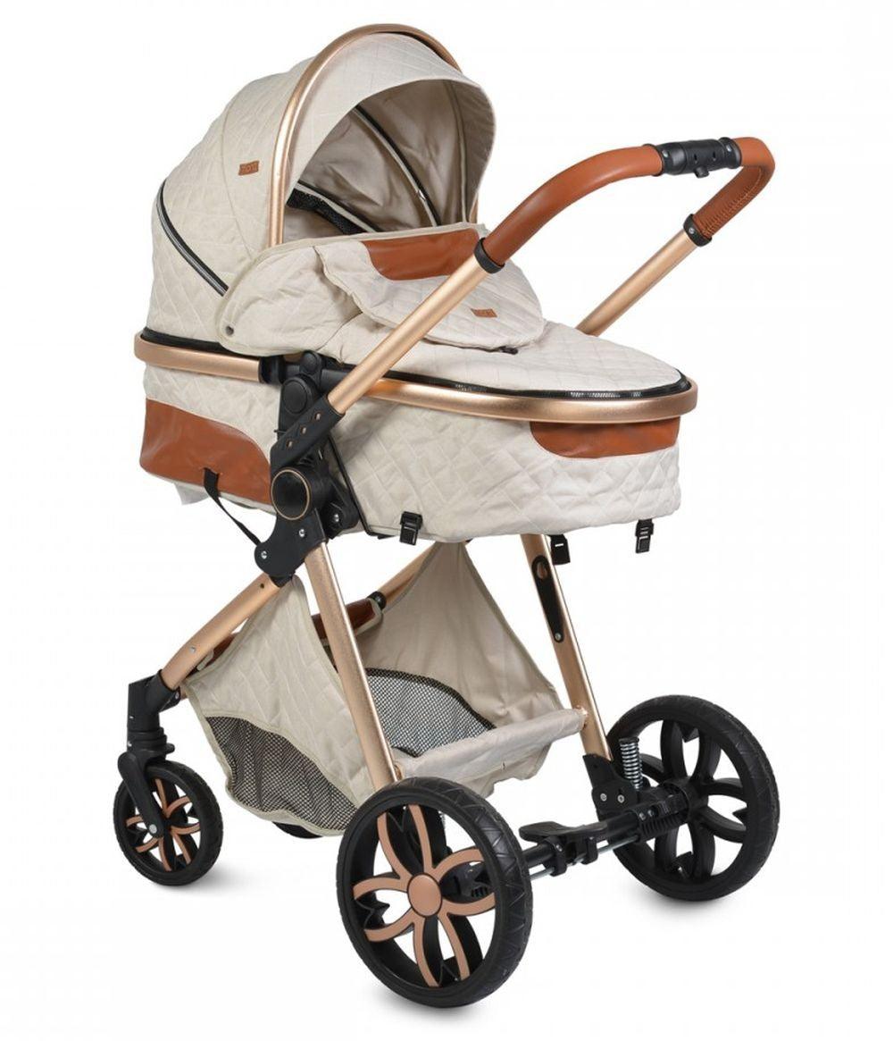 Carrito De Bebé Trío Convertible Con Detalles En Polipiel Alma Beige_1