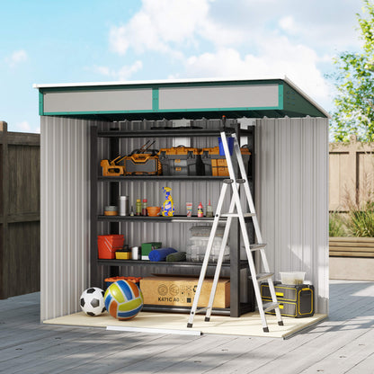 Outsunny Cobertizo De Jardín 2 M² 195x122x181,5 Cm Con Puertas Correderas Verde_4
