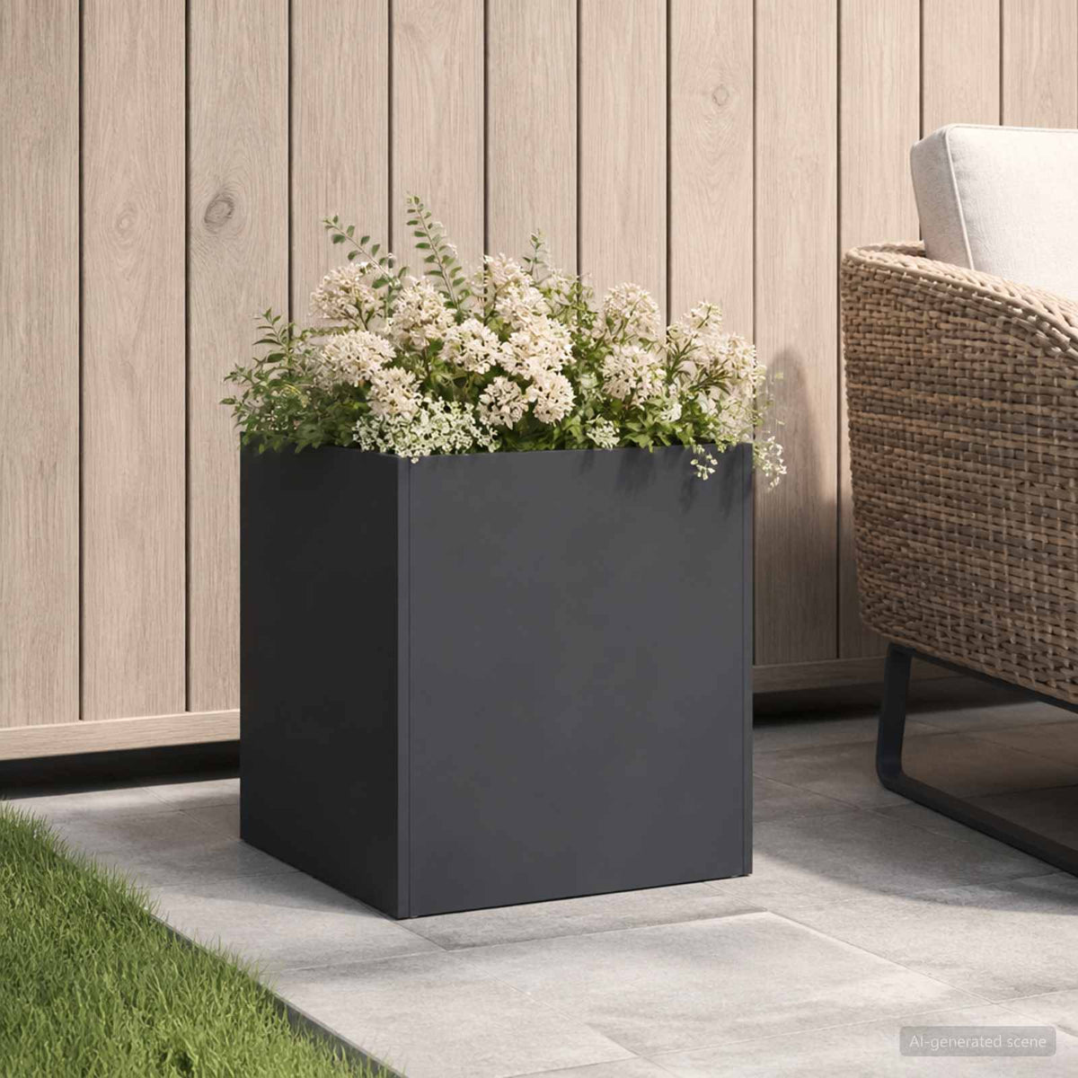 Macetero De Jardín Negro 20 X 20 X 20 Cm Acero Laminado En Frío_1