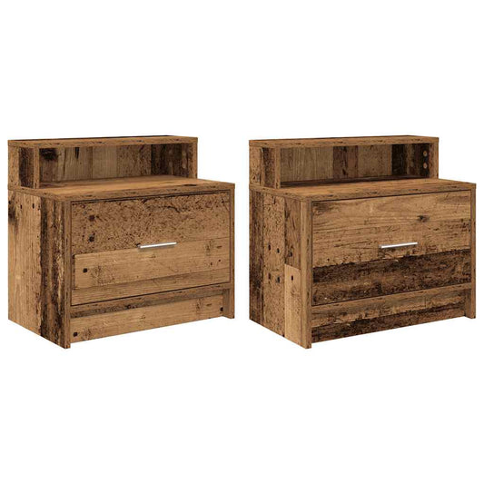 Mesillas De Noche Con Cajón 2 Uds Madera Vieja 51x31x47 Cm_0