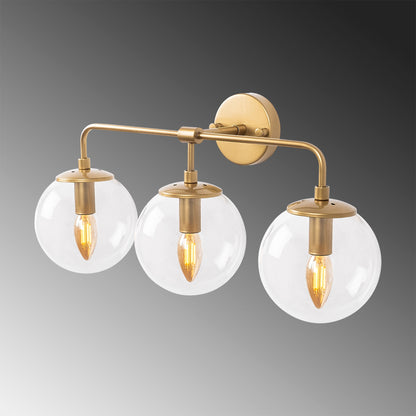 Aplique De Pared, Lineal 3 Transparentes Metal , Oro, 56x21x27, Casquillo 3 X E14 Max 40 W_2
