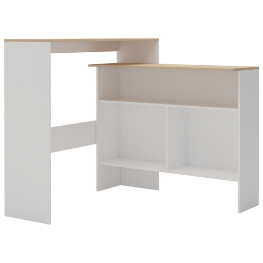 Mesa Alta De Bar Con 2 Tableros Blanco Y Roble 130x40x120 Cm_0