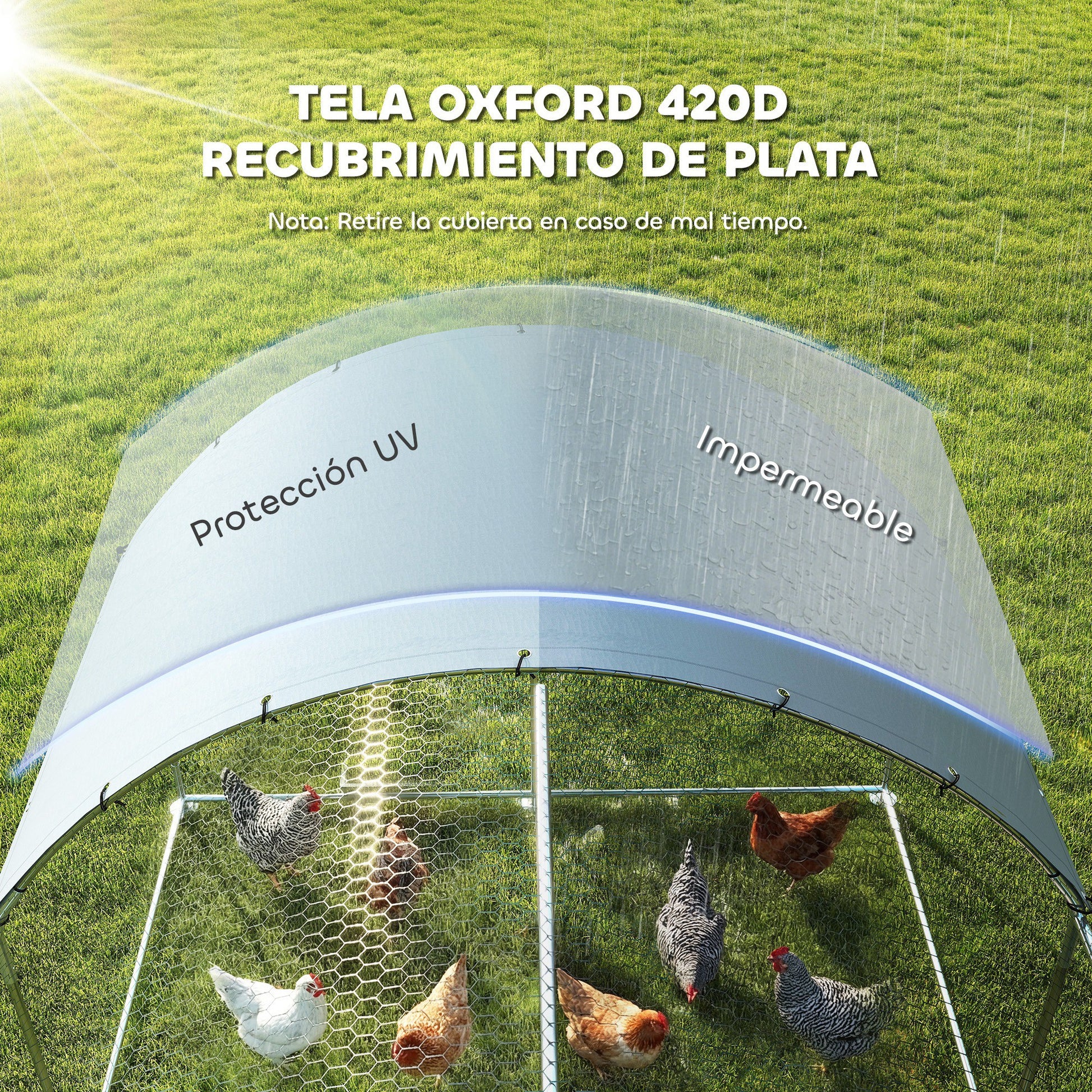 Pawhut Gallinero Para Exterior 2,8x5,1x1,9 M Para 15-24 Gallinas Plata_5