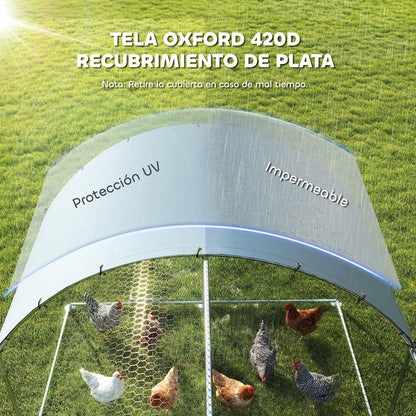 Pawhut Gallinero Para Exterior 2,8x5,1x1,9 M Para 15-24 Gallinas Plata_5