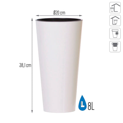 Maceta Tubus Slim 8l., Dimensiones (mm) 200x200x381, Color Blanco_2