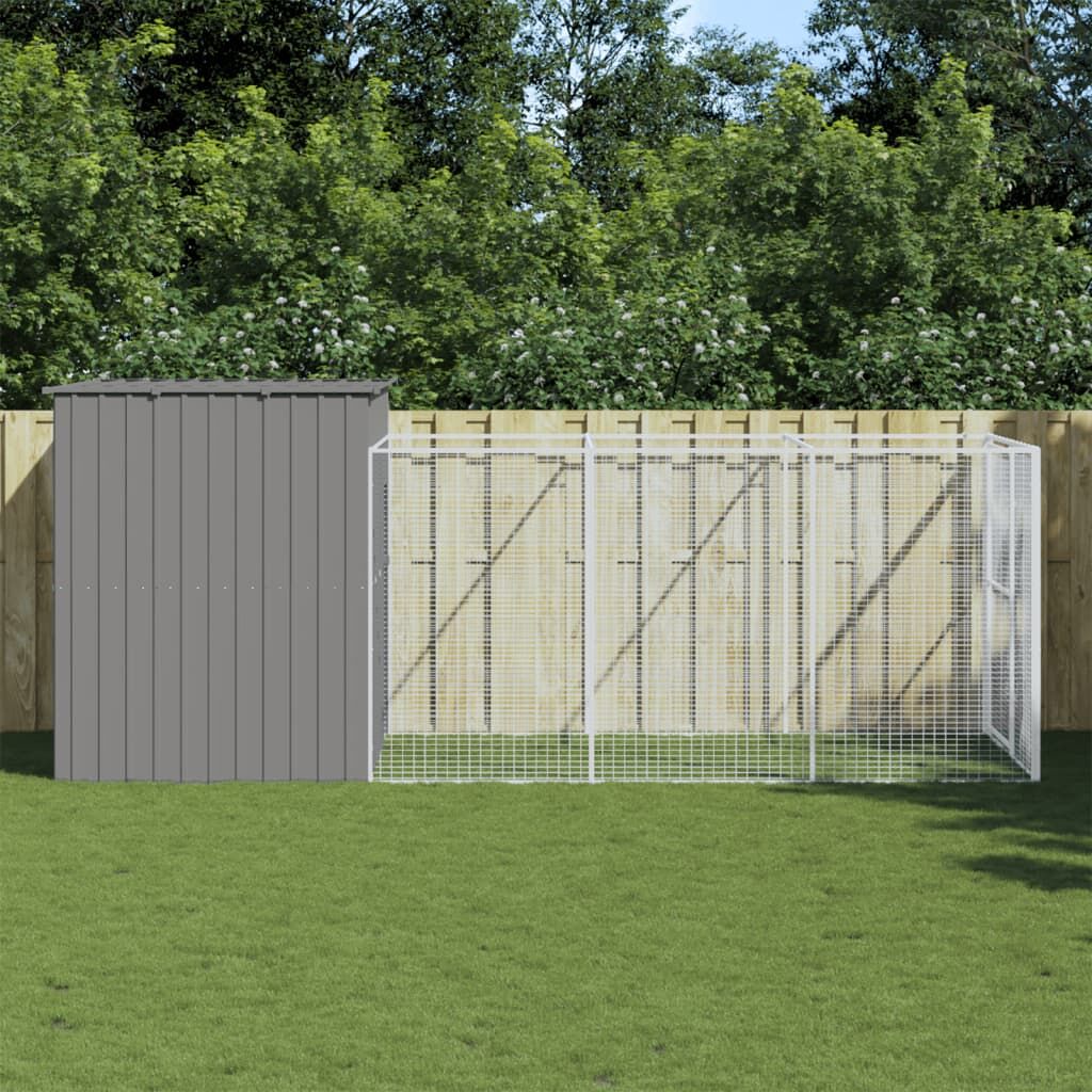 Vidaxl Caseta Perros Corral Acero Galvanizado Gris Claro 214x457x181cm_1