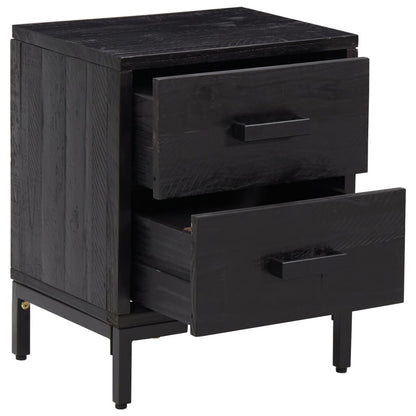 Mesitas De Noche 2 Uds Madera Maciza De Pino Negro 36x30x45 Cm_2