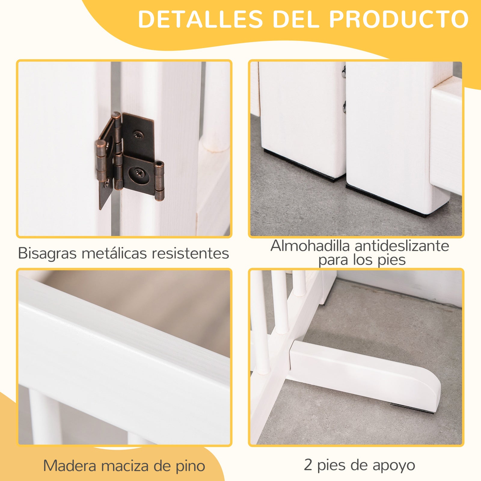Pawhut Barrera De Seguridad Para Perros Plegable De Madera Con Soporte De Pie_5