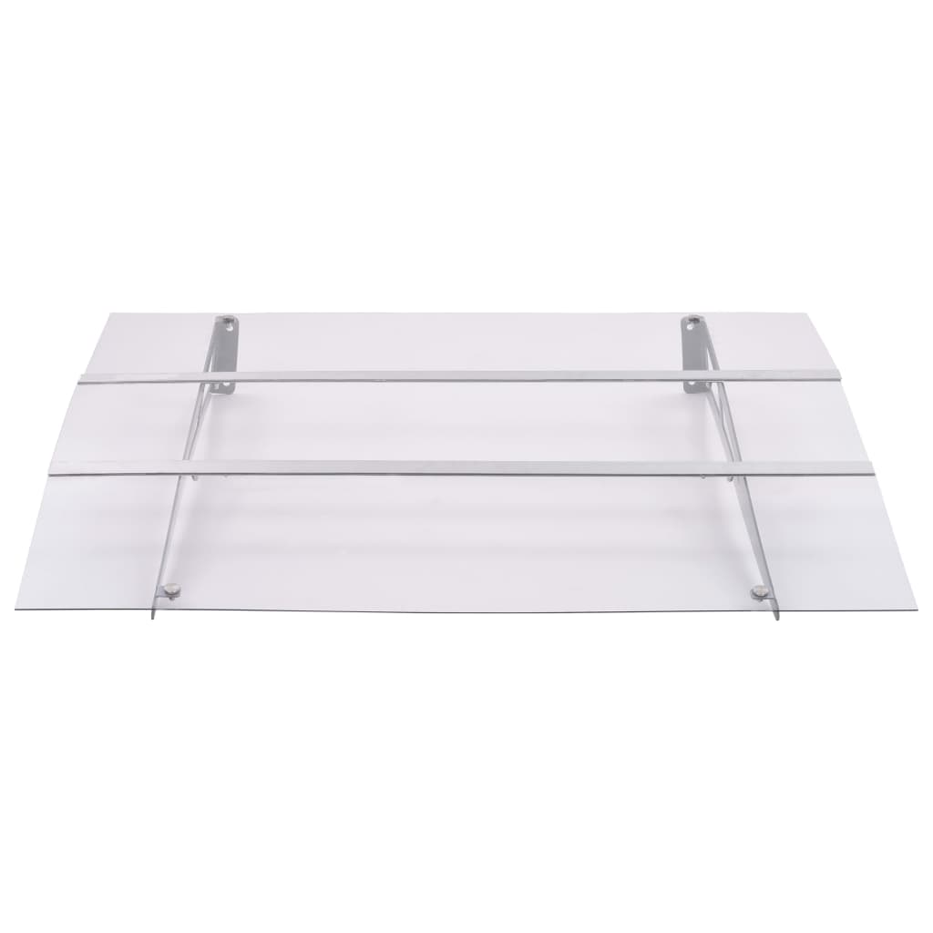 Marquesina Puerta Policarbonato Plata Y Transparente 120x90 Cm_0