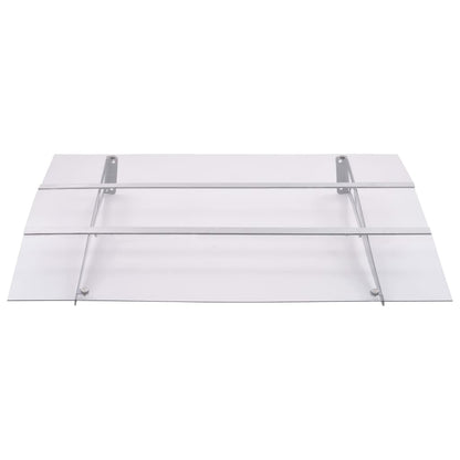 Marquesina Puerta Policarbonato Plata Y Transparente 120x90 Cm_0