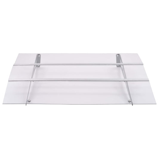 Marquesina Puerta Policarbonato Plata Y Transparente 120x90 Cm_0