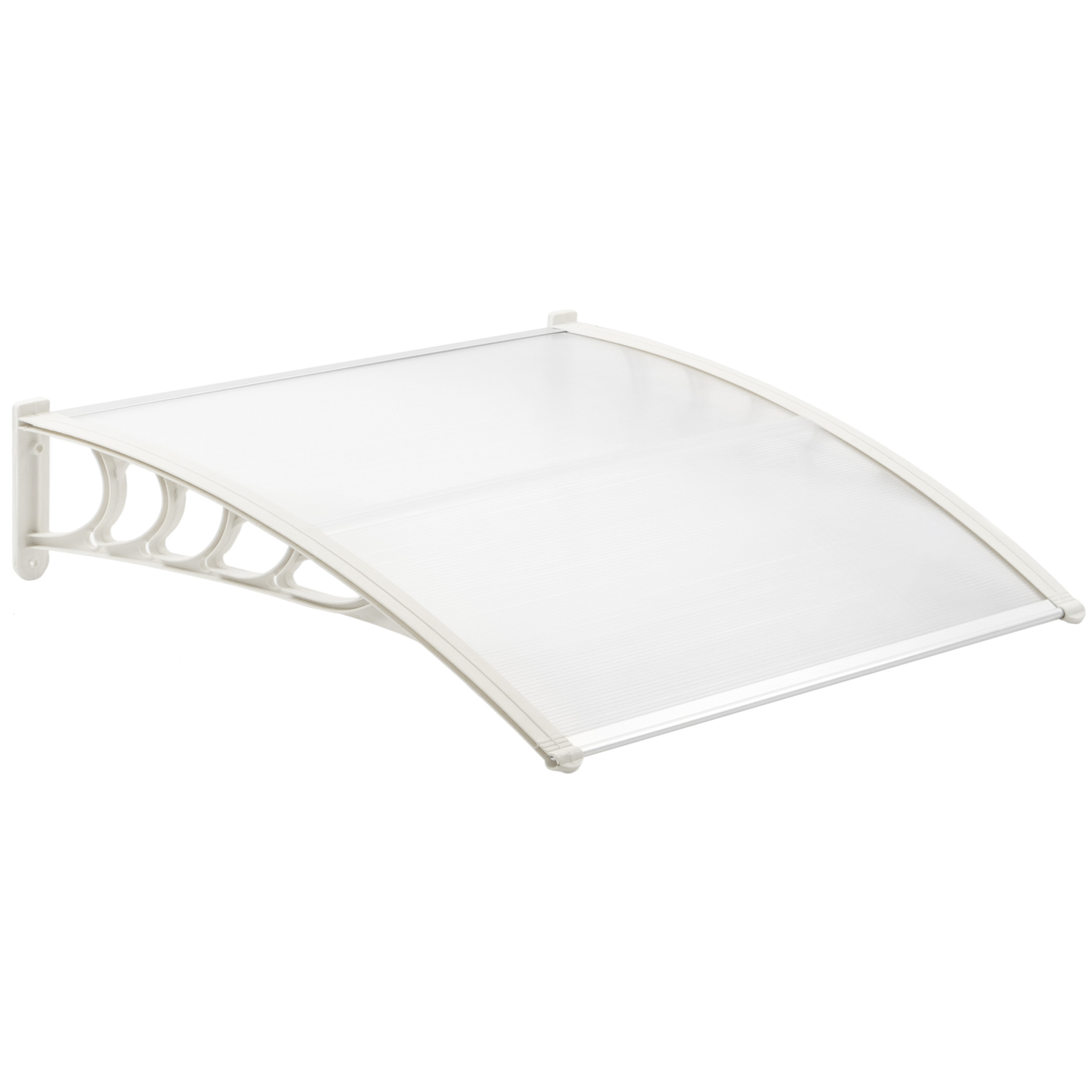 Tejadillo De Protección 150x90 Cm Transparente. Marquesina Para Puertas Y Ventanas Con Soporte Blanco_0