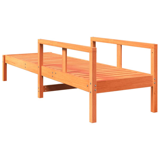 Tumbona De Madera Maciza De Pino Marrón Cera 199,5x62x55 Cm / Vetonek_0
