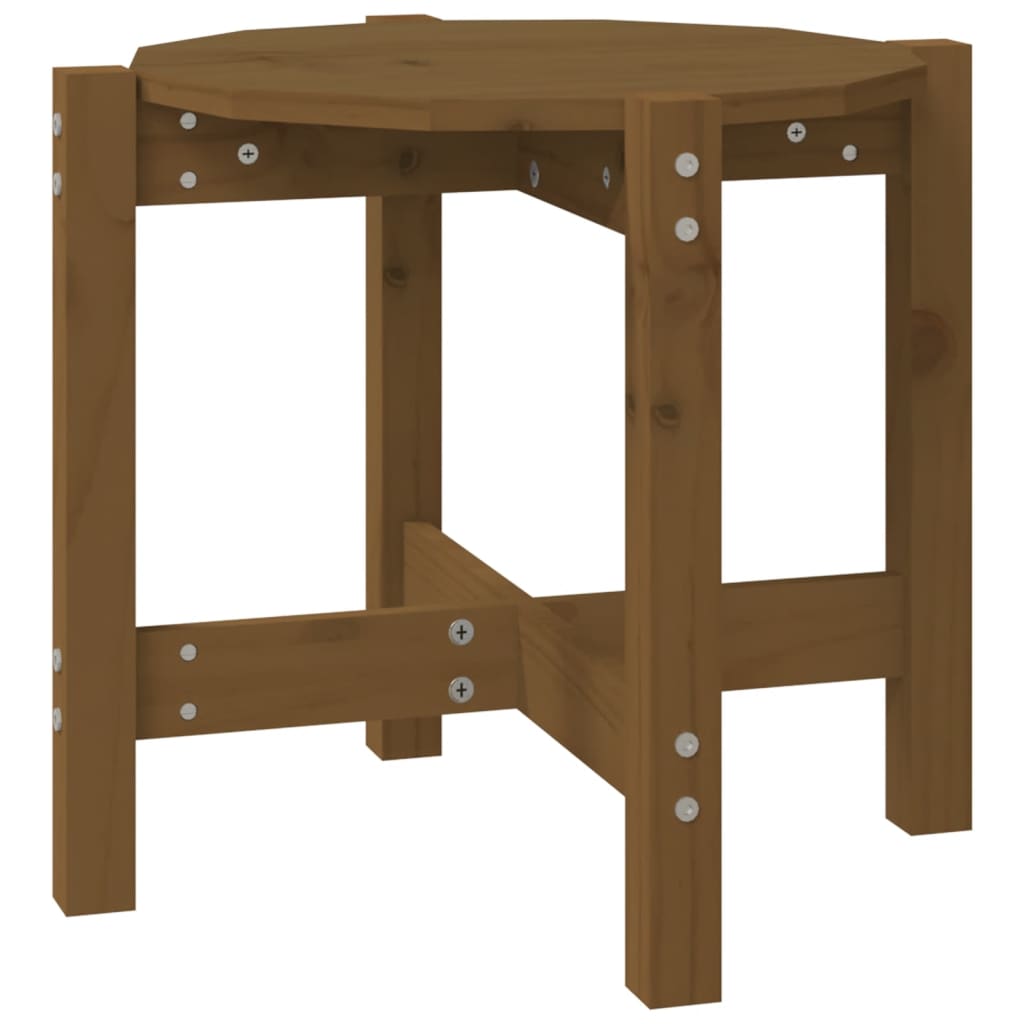Mesa De Centro De Madera Maciza De Pino Marrón Miel Ø52,5x45 Cm_0