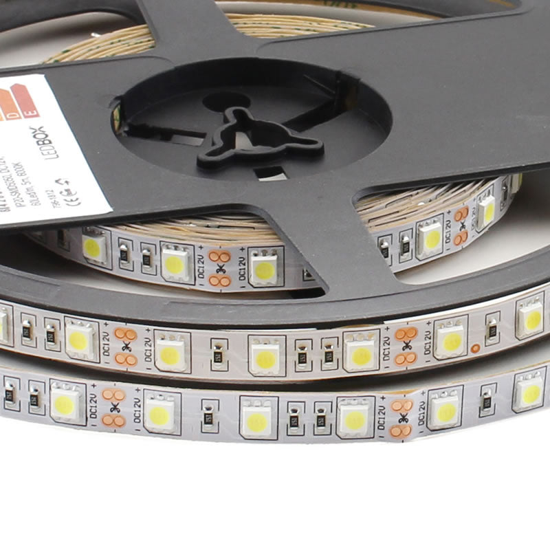 Tira Led Monocolor Hq Smd5050, Dc12v, 5m (60 Led/m), 72w, Ip20, Blanco Cálido_3