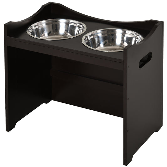 Pawhut Comedero Para Perros Elevado Con 2 Tazones De Acero Inoxidable Café_0