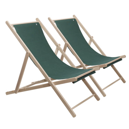 Set De 2 Hamacas Plegables De Madera De Haya, Verde Oscuro, Sin Brazos - Scalpers_0