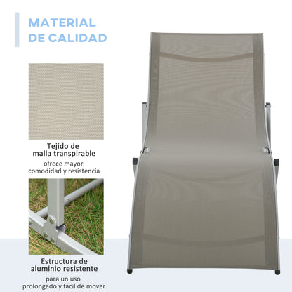Outsunny 2 Tumbonas Plegables Forma De S Aluminio Texteline Para Terraza Gris_5