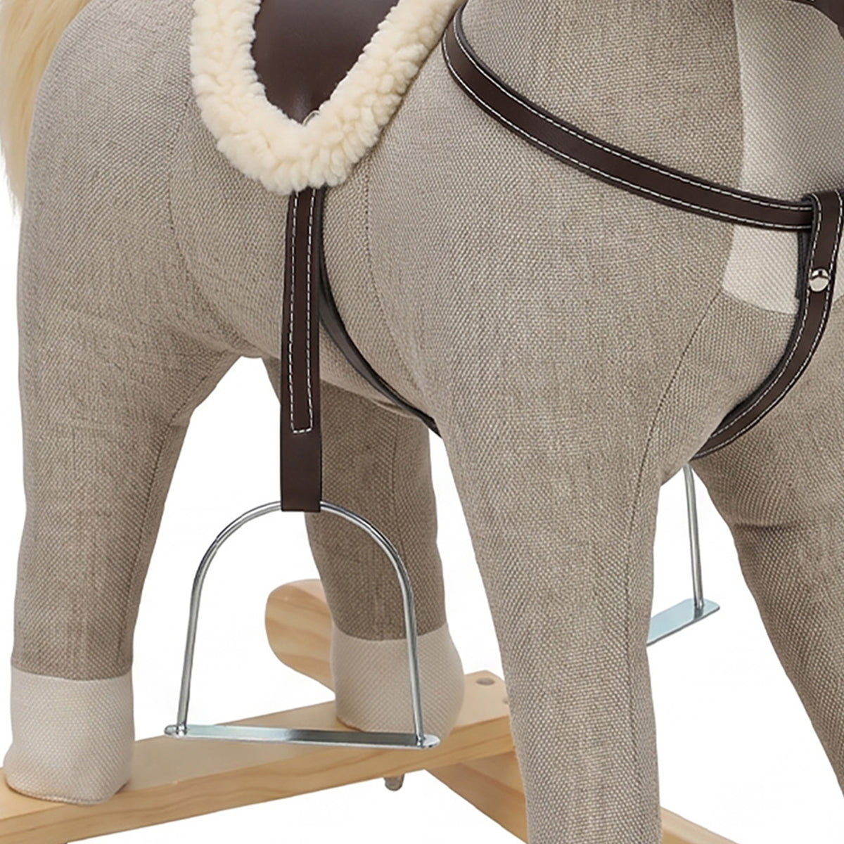 Cavalo De Baloiço Aiyaplay Linho, Madeira Maciça Cinzento 71x30x68 Cm_4