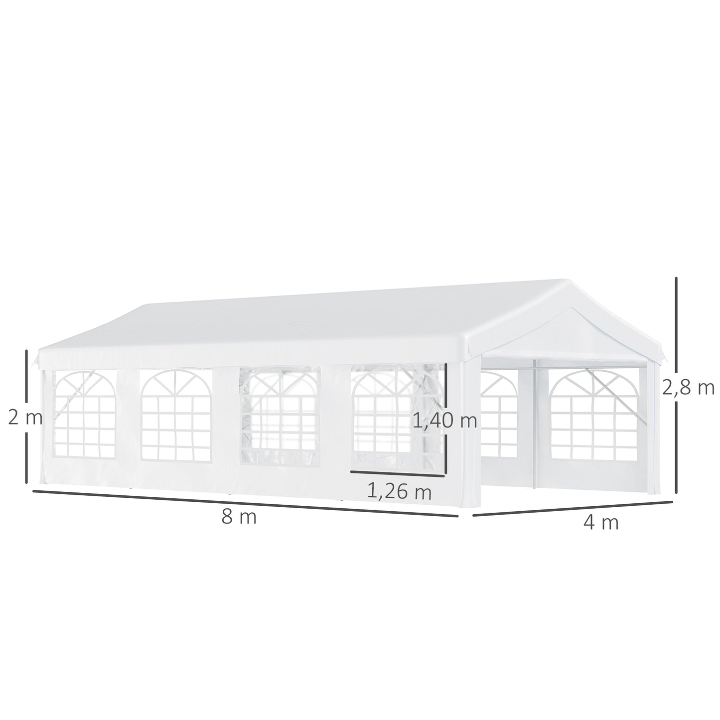 Outsunny Carpa 8x4x2,8m Acero Galvanizado Pabellón Carpas Boda Gazebo Cenador_2