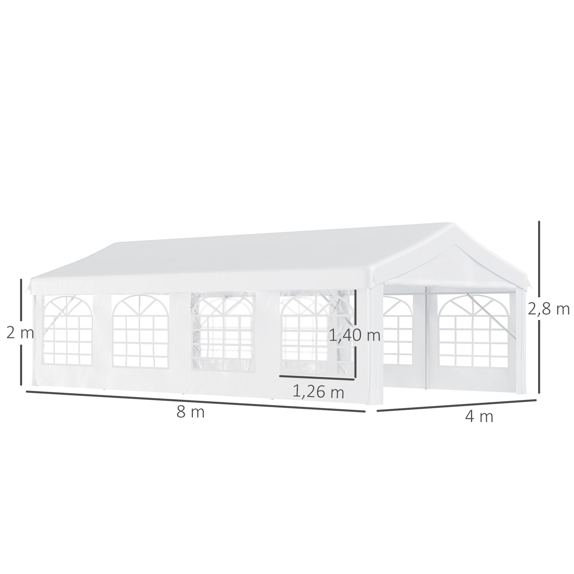 Outsunny Carpa 8x4x2,8m Acero Galvanizado Pabellón Carpas Boda Gazebo Cenador_2