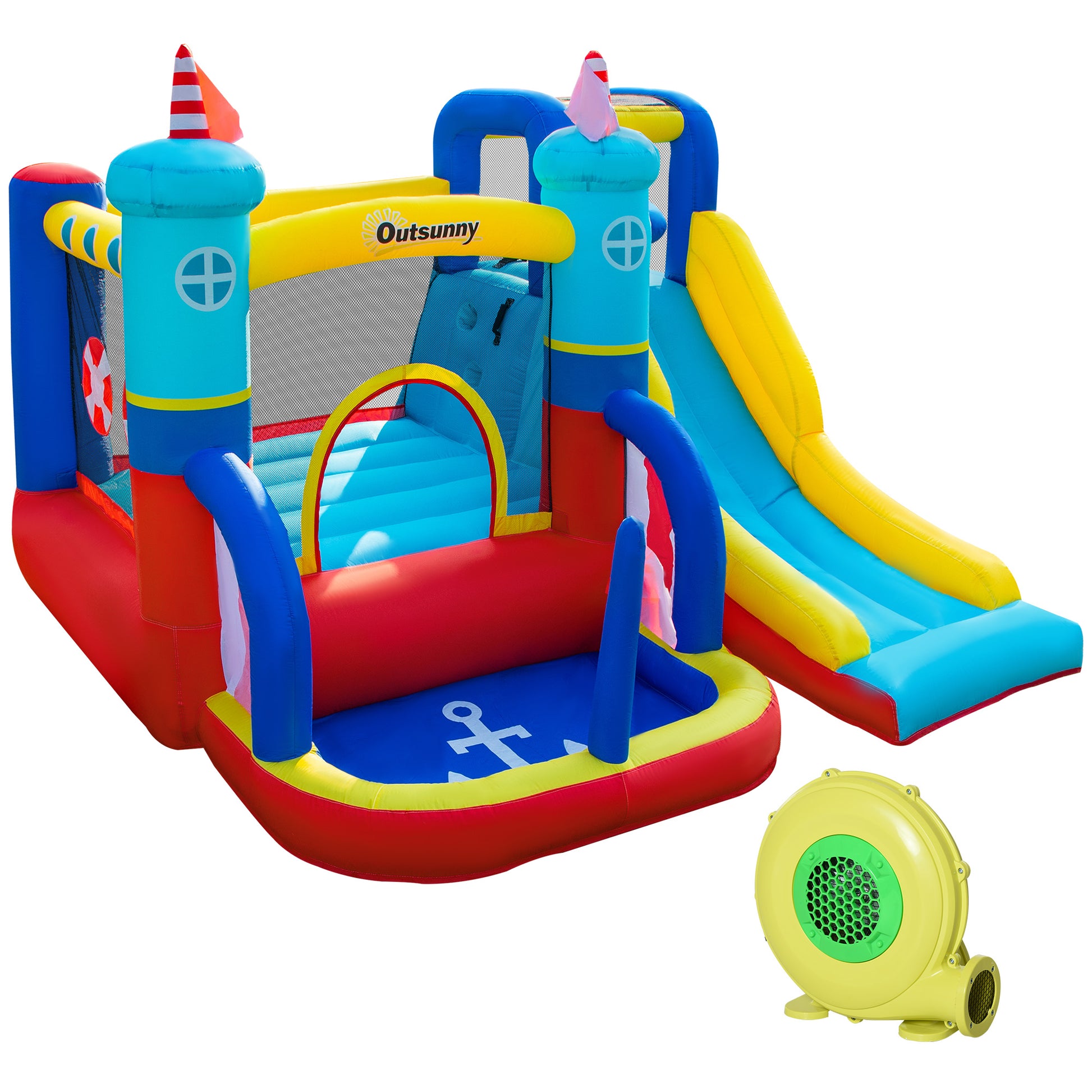 Outsunny Castillo Hinchable Con Tobogán Cama De Salto Y Piscina 265x260x200 Cm_0