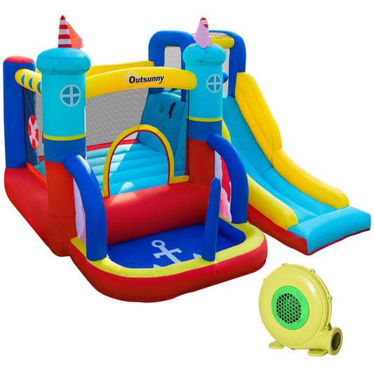 Outsunny Castillo Hinchable Con Tobogán Cama De Salto Y Piscina 265x260x200 Cm_0