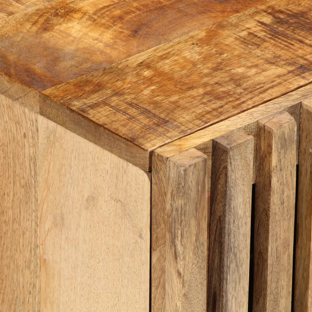 Mesita De Noche De Madera Maciza De Mango Rugosa 40x34x46 Cm_4