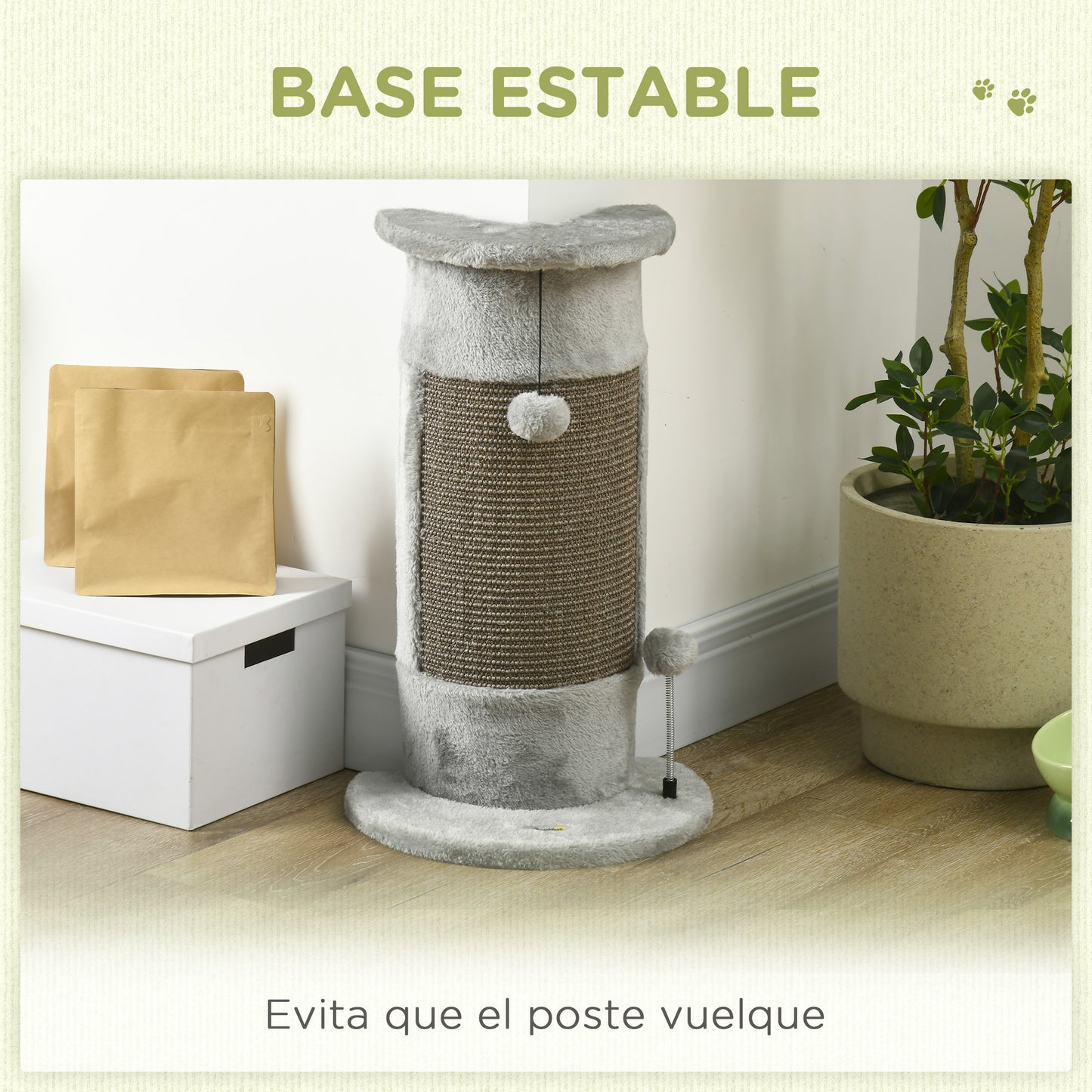 Pawhut Poste Rascador Para Gatos 58 Cm Con Bolas Colgantes 34x25,5x58 Cm Gris_4