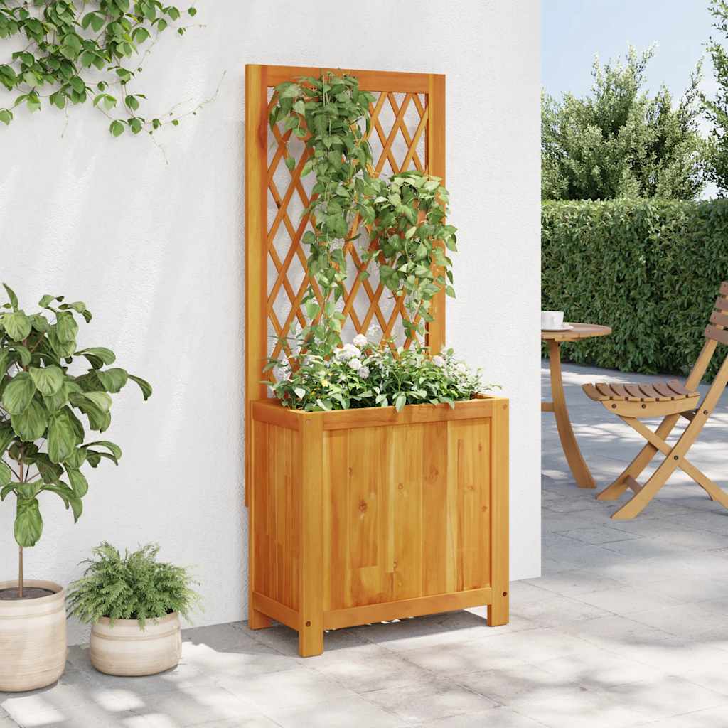 Jardinera Con Enrejado Y Estante Acacia Maciza 55x29,5x132 Cm_2