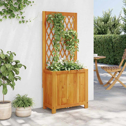 Jardinera Con Enrejado Y Estante Acacia Maciza 55x29,5x132 Cm_2