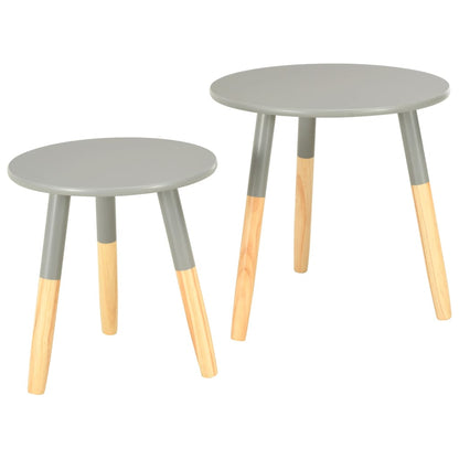 Mesitas Auxiliares 2 Unidades Madera Maciza De Pino Gris_0