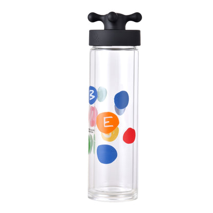 Botella De Agua De Doble Pared 350ml Borosilicato Black & White Be_0
