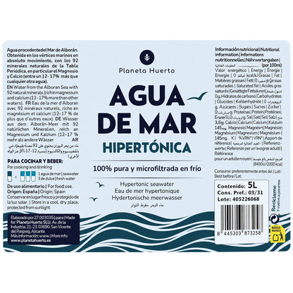 Agua de Mar Hipertónica Garrafa Planeta Huerto 5 L