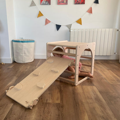 Cubo De Escalada/aprendizaje Pikler De Madera + Rampa Presas. Med: 50 X 50 X 50 Cm. Cunkrl0011. Woodgo._3