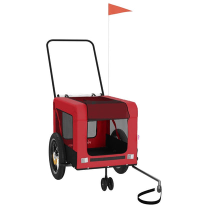 Vidaxl Remolque De Bicicleta Mascotas Hierro Tela Oxford Rojo Negro_0