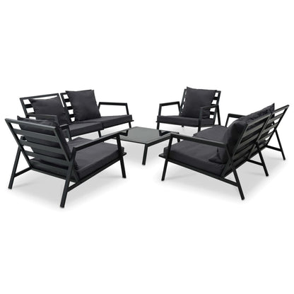 Vidaxl Muebles De Jardín 5 Pzas Y Cojines De Aluminio Gris Oscuro_0