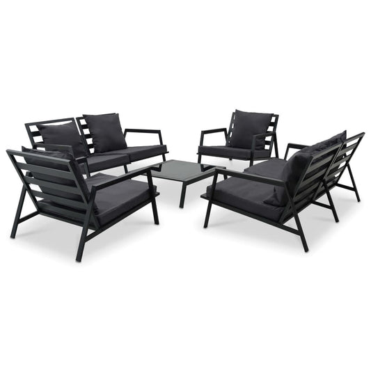 Vidaxl Muebles De Jardín 5 Pzas Y Cojines De Aluminio Gris Oscuro_0
