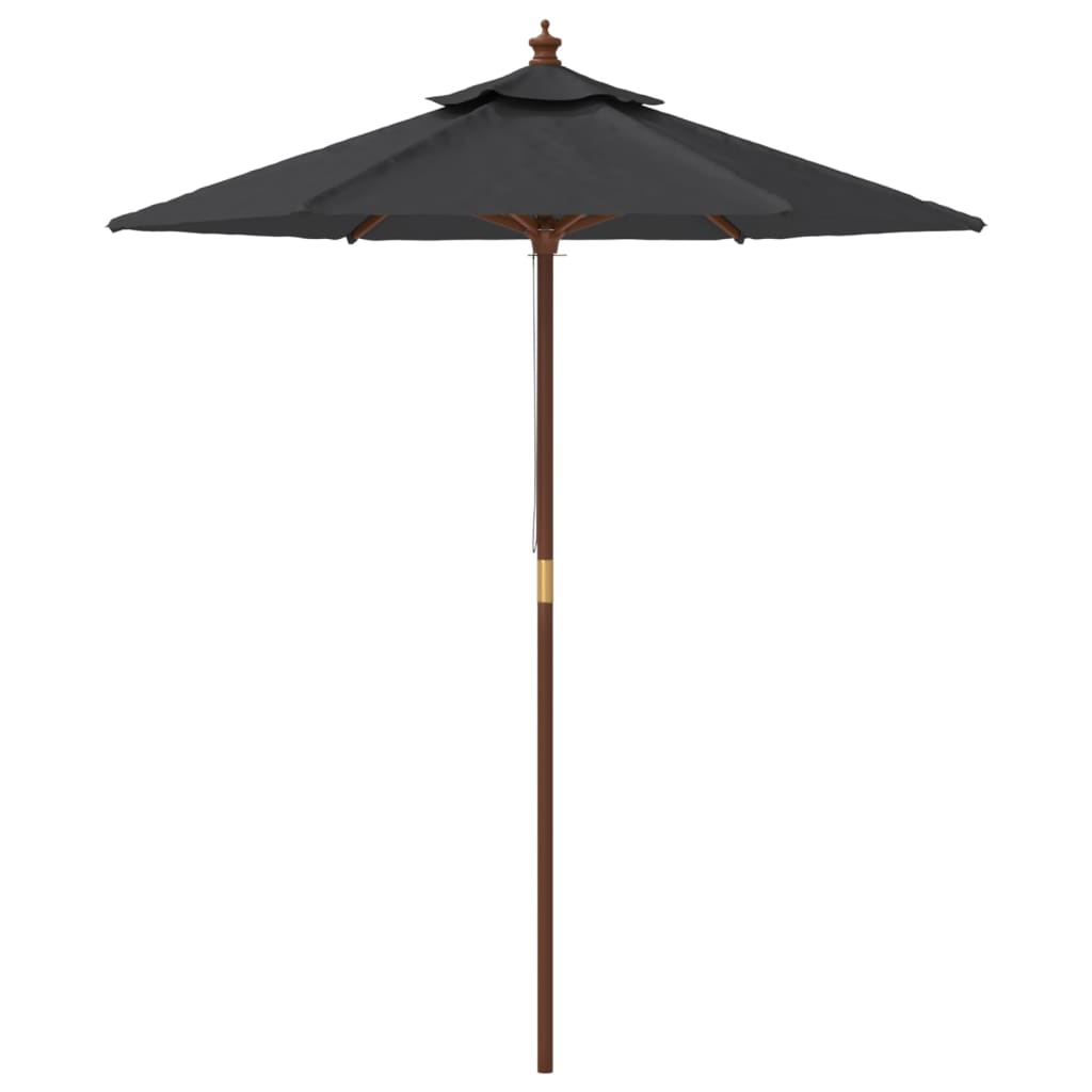 Sombrilla De Jardín Con Poste De Madera Negro 196x231 Cm_2