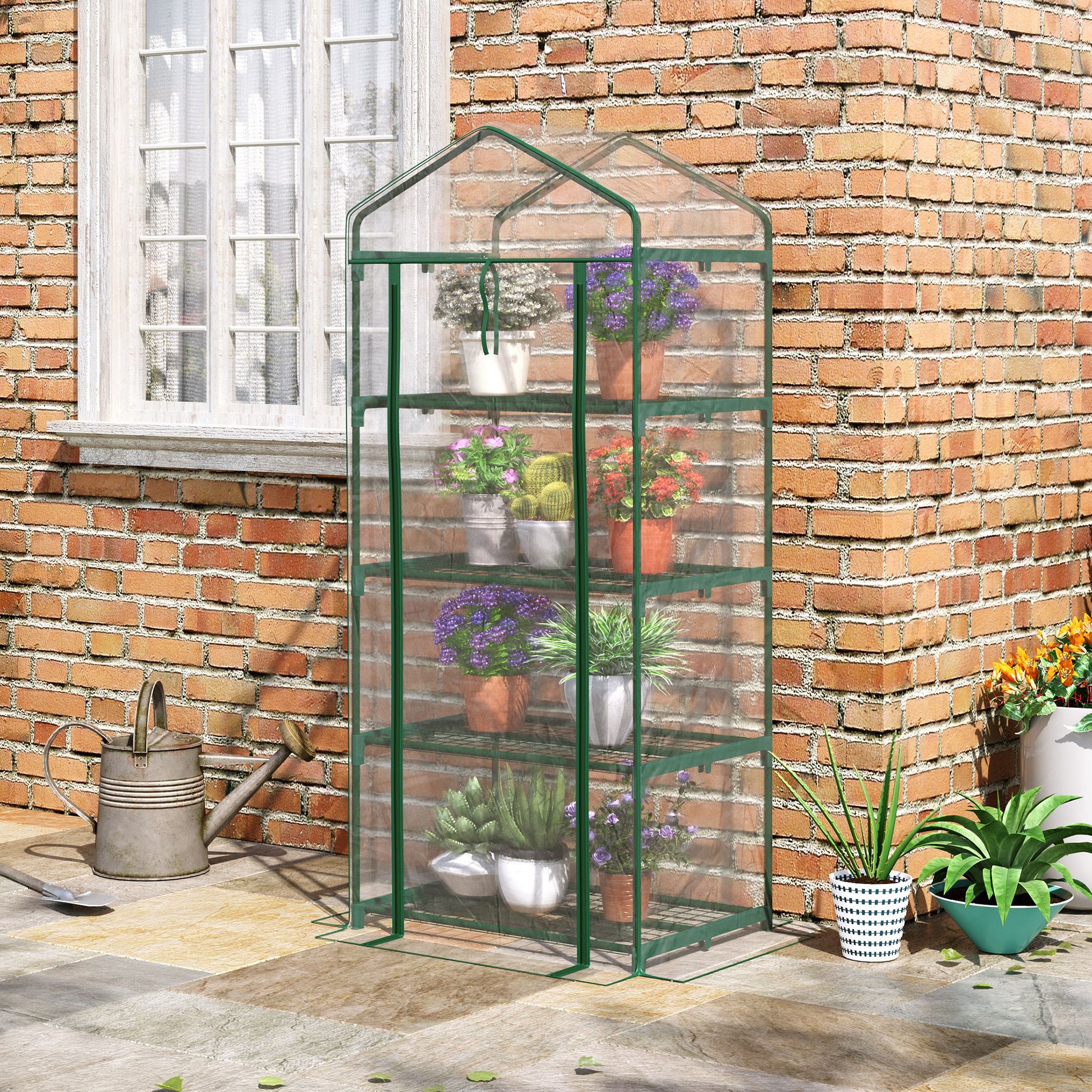 Outsunny Invernadero De Jardín Con 4 Estantes Para Cultivo Plantas 70x50x160 Cm_1