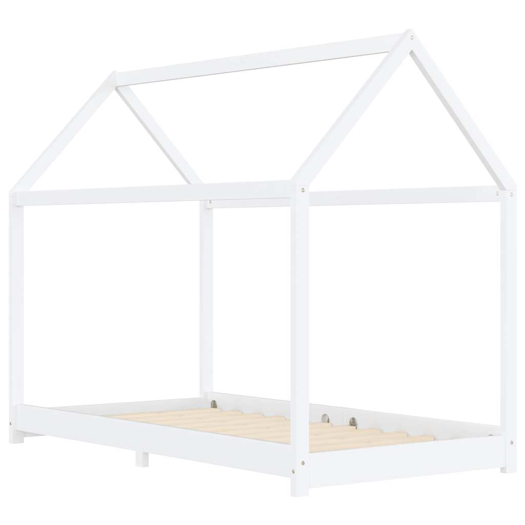 Vidaxl Estructura De Cama Infantil Madera Maciza Pino Blanco 90x200 Cm_1