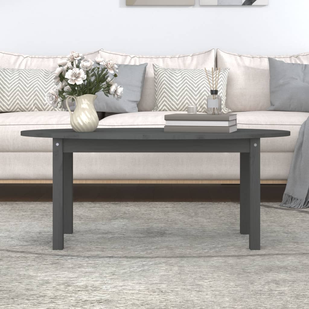 Mesa De Centro De Madera Maciza De Pino Gris 110x55x45 Cm_1
