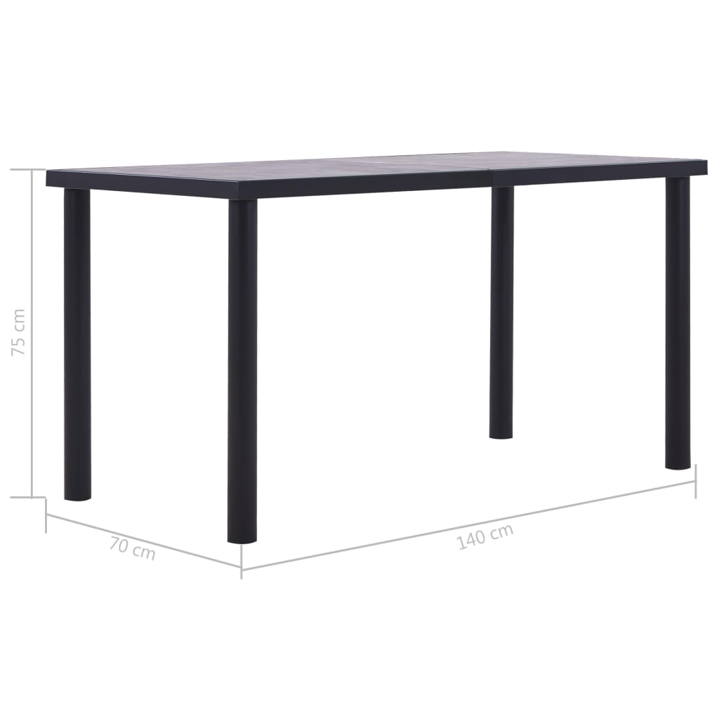 Mesa De Comedor De Mdf Negro Y Gris Hormigón 140x70x75 Cm_3