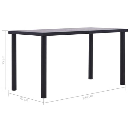 Mesa De Comedor De Mdf Negro Y Gris Hormigón 140x70x75 Cm_3